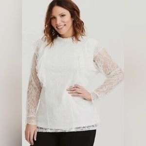 Torrid runway collection white lace ruffle top - new no tags